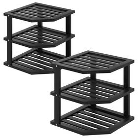 Vertorgan 641320876304 3 Tier Bamboo Corner Shelf 2 Pack Dish Drying Rack Plate Organizer