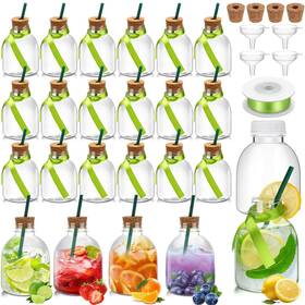 Bs-vesici-2222 Vesici 24 Pcs 10 Oz Plastic Patron Bottles With Cork And Straw Empty Juice Bo