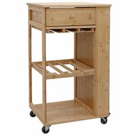 42028292 Vidaxl Kitchen Trolley With Wheels Natural 18.70 X 14.17 32.68 In