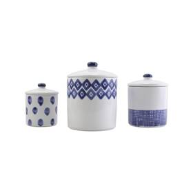 Vietri 663698436898 Viva Santorini Canister Set Decorative Ceramic Kitchen Storage With Li