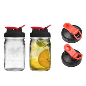 Vigor Path 850054510280 2 Pack Wide Mouth Flip Cap Mason Jar Lids For Red Black