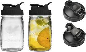Vigor Path 850054510297 2 Pack Wide Mouth Flip Cap Mason Jar Lids For Jars - Black