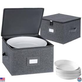 B09xb3pp75 Visit The Popoly Store Stackable Dinner Plate Storage Containers 12 Inch W X 8 H 2 Pack With 24 Dividers