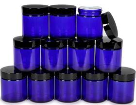 Vcgj120-12 Vivaplex 12 Cobalt Blue 4 Oz Round Glass Jars With Inner Liners And Vcgj120-12 Vivaplex 12 Cobalt Blue 4 Oz Round Glass Jars With Inner Liners And