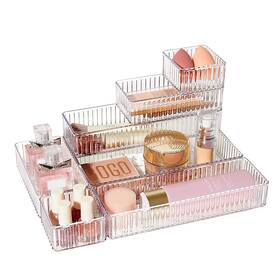 Svm0401013-de-1 Vtopmart 7 Pcs Clear Drawer Organizers Bins 4-size Stackable Makeup And Vani