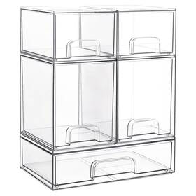 Svm1001014 Vtopmart Stackable Storage Drawers Set Of 5 Clear Plastic Organizer Bins For