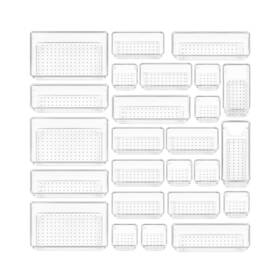 Vm05015a Vtopmart 25 Pcs Clear Plastic Drawer Organizers Set 4-size Versatile Bathroo