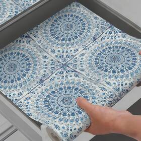 Nc061-3m Vuacepe Blue Tile Drawer And Shelf Liner For Kitchen Non-adhesive Waterproof Li