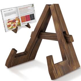 Vynopa 729604492997 Wooden Cookbook Stand For Kitchen Counter Rustic Adjustable Recipe Holder And Ipad