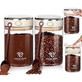 90711 Vzznn 2 Transparent Pack 37oz Coffee Bean Storage Container With Scoop Glass Airtight Ca
