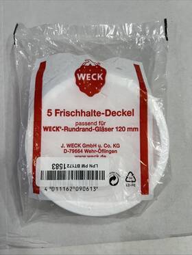 Weck 011162090613 Extra Large Jar 5 Pack Keep Fresh Plastic Lids 120mm Each
