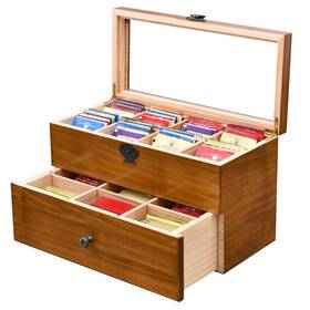 Who300-340 Welland Tea Box For Bags Organizer Storage Chest With Clear Acrylic Who300-340 Welland Tea Box For Bags Organizer Storage Chest With Clear Acrylic