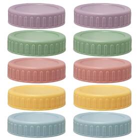 Werjouru 795098707404 10 Colored Plastic Lids 70mm Inner Diameter Regular Mouth With Colorful