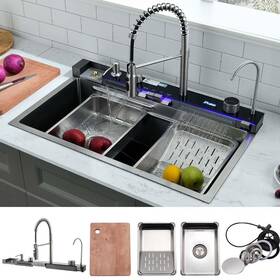 Wesliv 798610202852 30 Inch Waterfall Smart Kitchen Sink -wesliv 30x18 Sta Wesliv 798610202852 30 Inch Waterfall Smart Kitchen Sink -wesliv 30x18 Sta