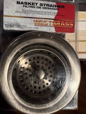 D214-07 Westbrass 3-1/2 Inch Post Style Kitchen Basket Strainer Satin Nickel