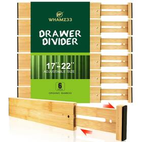 Whamz33 W 605195320782 Bamboo Drawer Dividers Adjustable Kitchen Organizers 17-22 Inch Expand