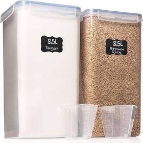 White Feather Supplies 2pc Blue 85l Flour Storage Container 2 Pc 8.5l / 287 Oz Extra Large Food Conta Inch