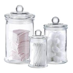 Whole Housewares 650728496199 - Set Of 3 Bathroom Canisters Storage Container Jars Pre
