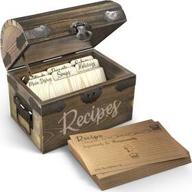 Wdb-rb1 Widbi American Pine Wooden Recipe Box With Cards And Dividers - 50 Double Sided 4x6 R