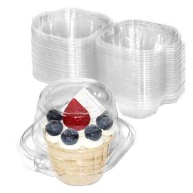 W-zb1c200 Wikday 200 Pack Individual Cupcake Containers Plastic Boxes With Lids Stac