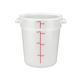 Pprc-4w Winco Food Storage Container 4 Qt. Round White Polypropelyne -