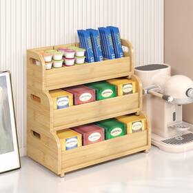 Wisuce 605578798740 Tea Holder For Bags Organizer - Bamboo 3-tier