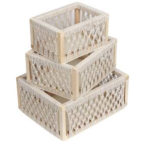 Woho 781621285167 Macrame Baskets For Storage Set Of 3 White Decorative Bin Living Woho 781621285167 Macrame Baskets For Storage Set Of 3 White Decorative Bin Living
