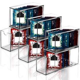 Min-wonderjune-3075 Wonderjune 6 Pcs Clear Tea Bag Drawers Organizer 6.5 Inch X 4 3 Plastic Stackable B Min-wonderjune-3075 Wonderjune 6 Pcs Clear Tea Bag Drawers Organizer 6.5 Inch X 4 3 Plastic Stackable B