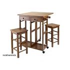 Wood Home Kitchen Breakfast Nook Dining Table Stools Folding Island Furniture 731525081976 Wood Home Kitchen Breakfast Nook Dining Table Stools Folding Island Furniture 731525081976