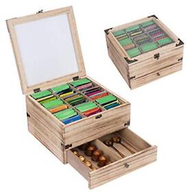 Wooden Tea Box Rustic Bag Organizer 2 Tier Storage Antique