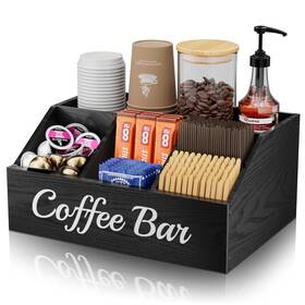 Wooorganix 745431255482 Coffee Station Organizer For Countertop Wooden Bar With