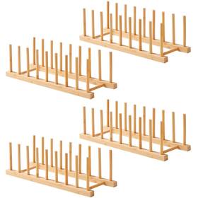 Prb0804 Worthyeah 4 Pcs Bamboo Dish Dying Rack - Pot Lid Plate Organizer Holder For Cabinet C