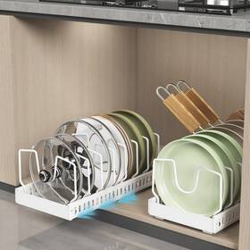 Plh1003 Woshen Pull-out Pots And Pans Organizer 2 Pack Under Cabinet Pot Lid Holder Slide