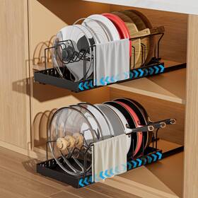 Plrwh-2p Woshen Pull-out Pots And Pans Organizer 2 Pack Under Cabinet Pot Lid Holder Slide