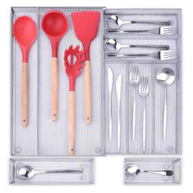 Wugeshop 712179656864 Expandable Silverware Drawer Organizer Metal Mesh Large Kitchen Fla