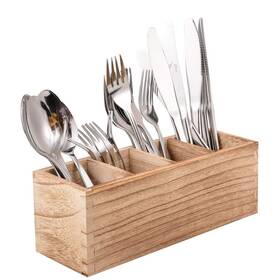 Wugeshop 791307317099 Wood Cutlery Caddy Kitchen Utensil Organizer With 4 Compartments S