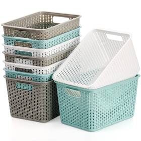 W-plasticstoragebasket-4c-8p Wuweot 9 Pack Plastic Storage Basket Bins Organizer Cabinet And Shelf W-plasticstoragebasket-4c-8p Wuweot 9 Pack Plastic Storage Basket Bins Organizer Cabinet And Shelf
