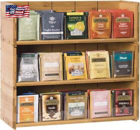 X-cosrack 705353720819 Bamboo Tea Bag Organizer Storage Box 3 Tier Stackable Nat