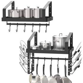 X-cosrack 779324966582 Pot Racks Wall Mounted Set Of 2 With Towel Bar And Pots Pans Lids O
