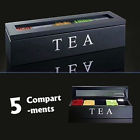 Xac886380 Slots Compartments Wooden Tea Box Bag Lid Container Sugar Teabag