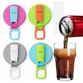 Xenivo 768330934364 4 Pack Soda Can Lids With Silicone Straw Reusable Covers To Color Xenivo 768330934364 4 Pack Soda Can Lids With Silicone Straw Reusable Covers To Color