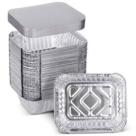 Sv665n-gm Xiafei 1lb Takeout Foil Pans With Lids 50 Pack Recyclable Food Storage D... Fast Ship