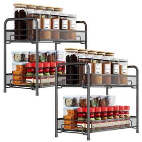 Xpatee 972991636220 Spice Rack Organizer For Countertop 2 Pack 2-tier Counter Foldable Me