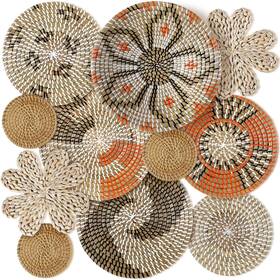 Xil2038 Xuhal 11 Pcs Boho Hanging Wall Basket Decor Handmade Woven Multi