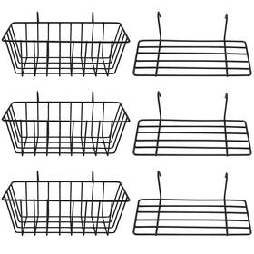 227-ry Yaegoo 3 Pack Wire Baskets And Shelves - Hanging Shelf For Wall Grid Panel