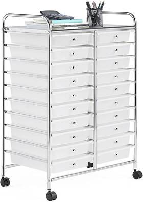 Yt-00108616  Yaheetech 20 Drawers Rolling Storage Cart Multipurpose Movable Organizer White