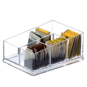 Yakri 761330787787 Acrylic Tea Bags Caddy Organizertea Chest Box With 4 Divided Sectionsholder F