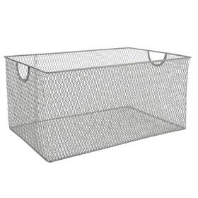 Ybm Home 813644021825 Mesh Open-bin Storage Basket Organizer Silver