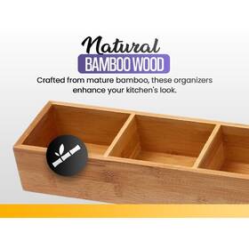 4-compartment Ybm Home & Kitchen 813644023294 And Brown Bamboo Wood Organizer Modern Cont