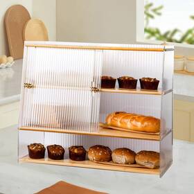 4cengy Ychlchl Durable 4-layer Bread Box Coffee Cup Storage Kitchen Counter Decor Organizer